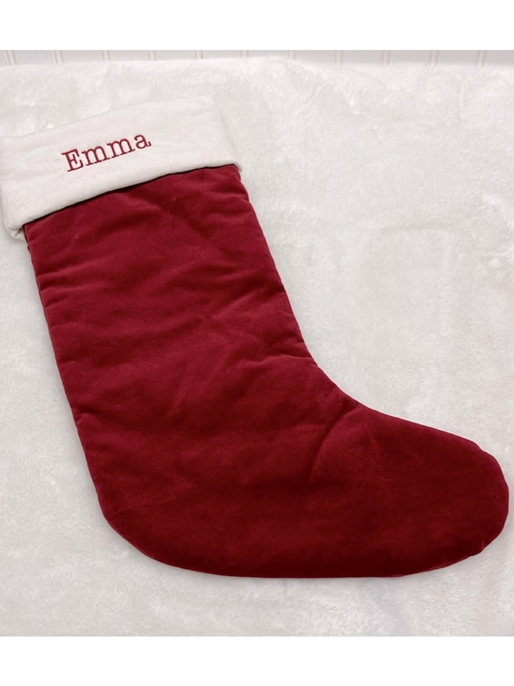 Pottery Barn Monogram Velvet Stocking NWOT